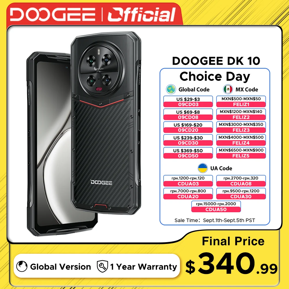 

Распродажа DOOGEE DK 10 6,67 дюйма, 120 Гц, 2,5 тыс. AMOLED, 5G, размер 8020, четырехкамера Morpho, 50 МП, прочный телефон, 120 Вт, 32 ГБ + 512 ГБ