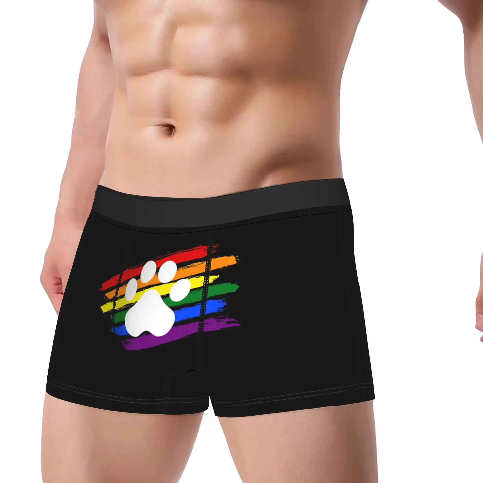 Man Pup Paw LGBT Pride Bright Underwear  Humor Boxer Briefs Shorts Panties Homme Soft Underpants Plus Size