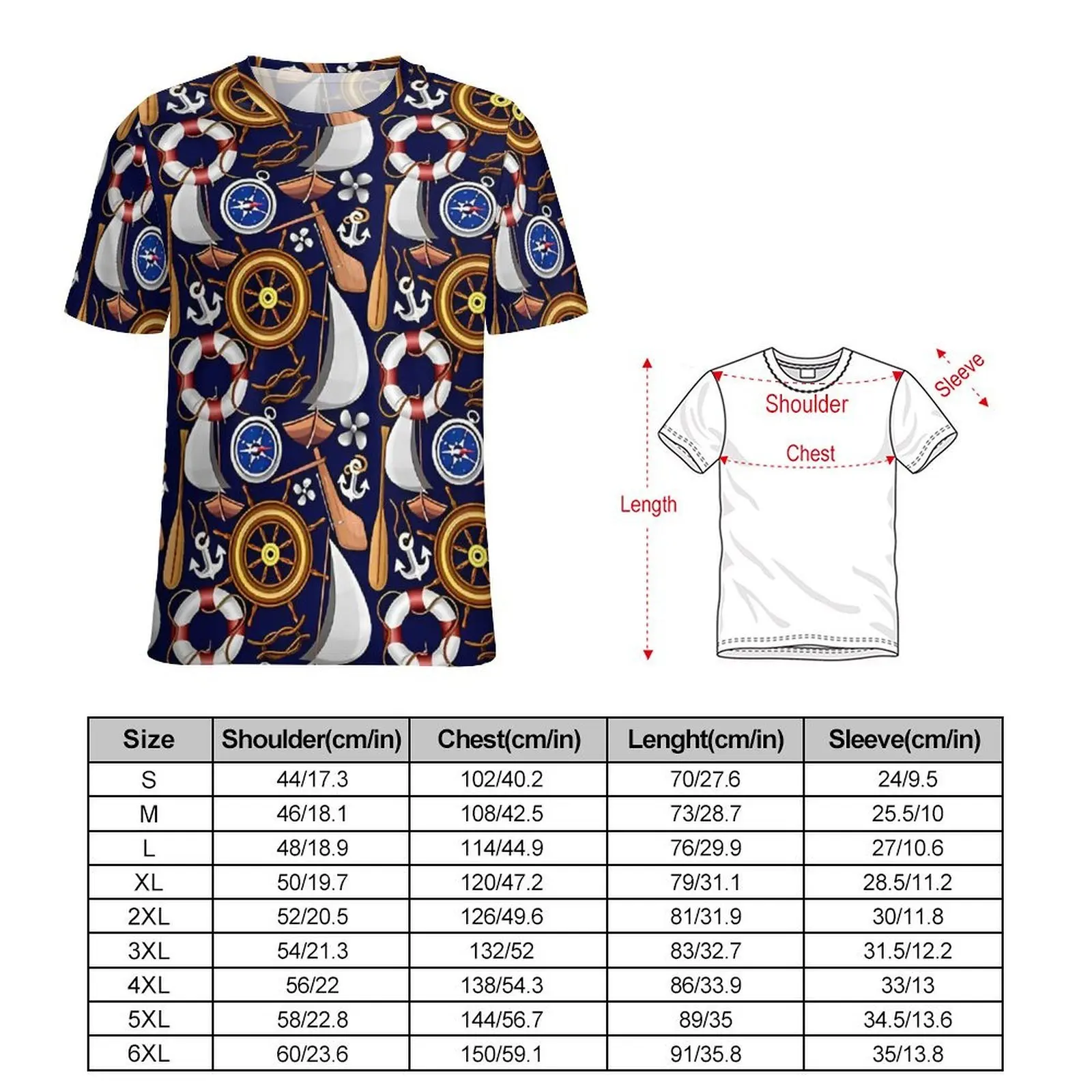 Man Anchor T-Shirt Nautical Marine and Navy Equipment Hippie T Shirts Short Sleeve Design Tshirt Original Casual Big Size Tees