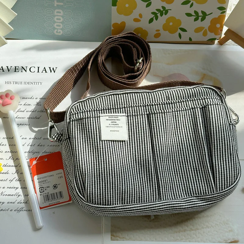 Canvas opbergtas met grote capaciteit, eenvoudig ontwerp voor middelbare scholieren, meerlaagse etui en tas voor jongens en meisjes