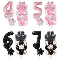 Cartoon Pet Dog Balloons Animals Paws Prints Let's Pawty Bone Supplies Kids Toys Birthday Party Decorations 40Inch Pink Number