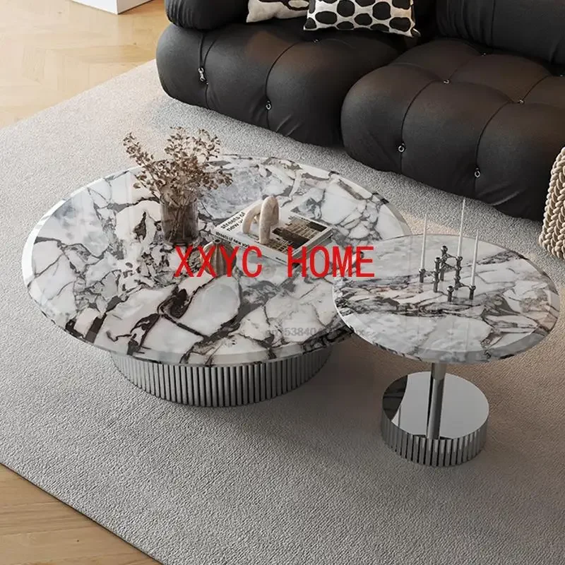 Designer Living Room Furniture Minimalist High Low Design Meuble Round Modern Acrylic Crystal Coffee Table Table Base De