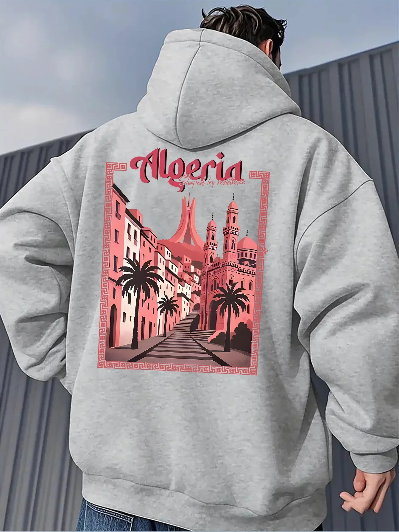Algeria Local Landmark Graphic Hoodie Unisex Loose Pullover Hooded Sweatshirt Casual Street Style Clothing