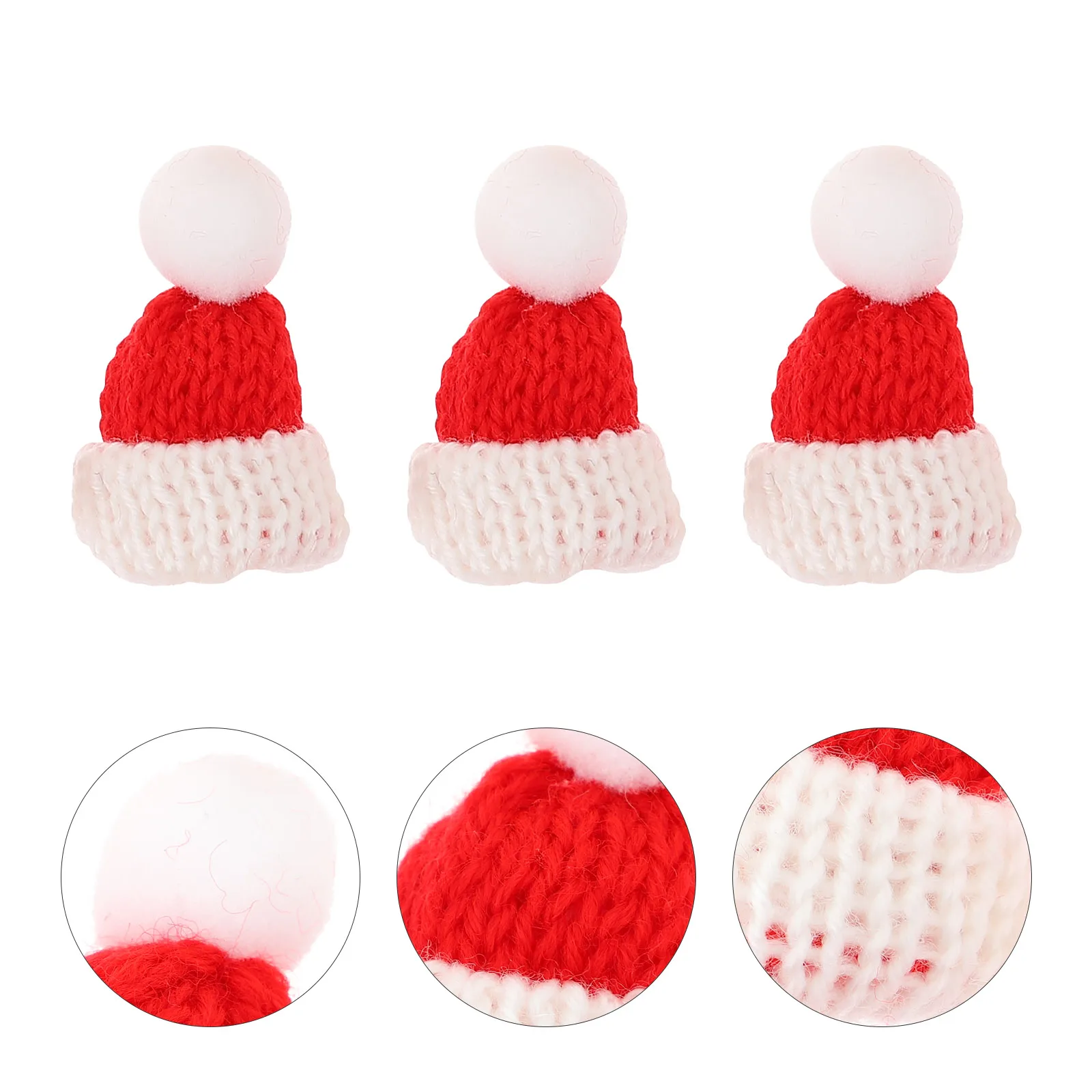 20pcs Christmas Mini Hats Lovely Mini Woolen Hats Decoration Party Accessories Diy Snowman Santa Knit Hat Bottles Headband