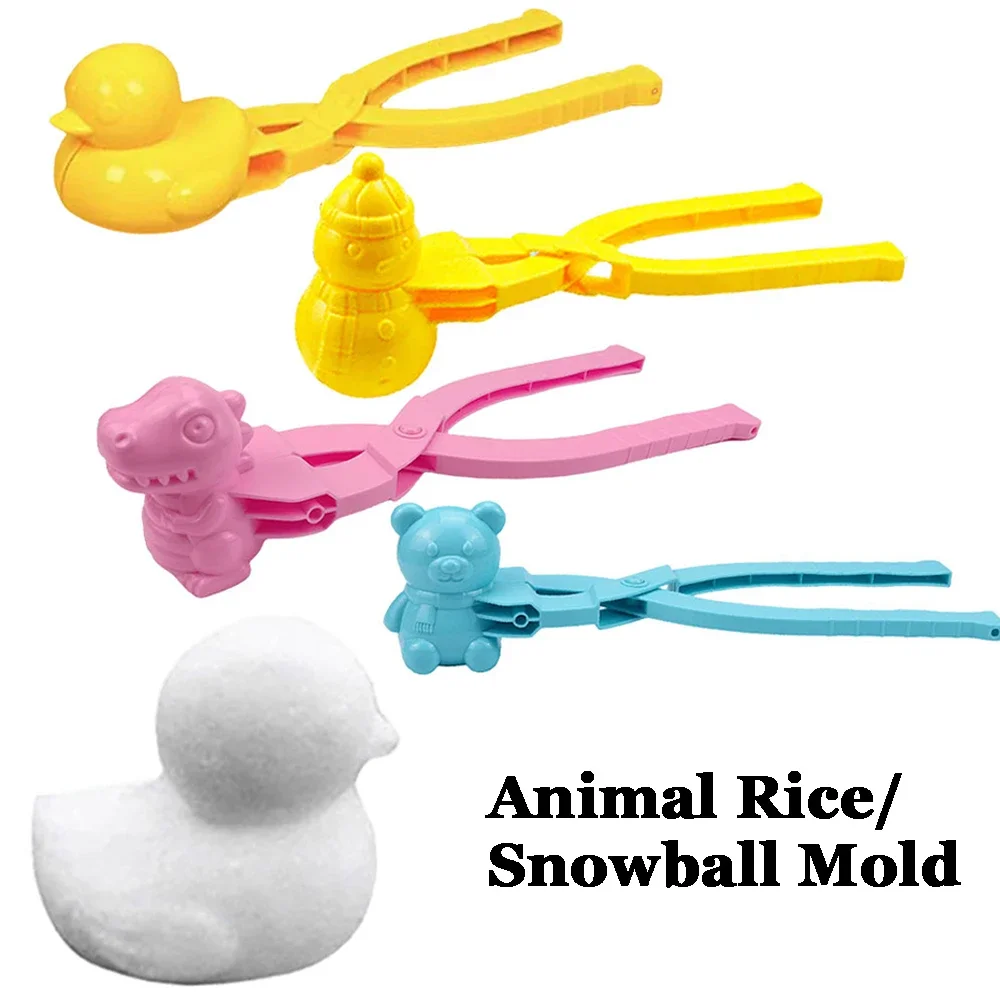 2/3/4PCS Snowball/Rice Ball Maker Clip Cute Duck Bear Shaped Children Outdoor Plastic Winter Snow Sand Mold Tool for Kids Toys