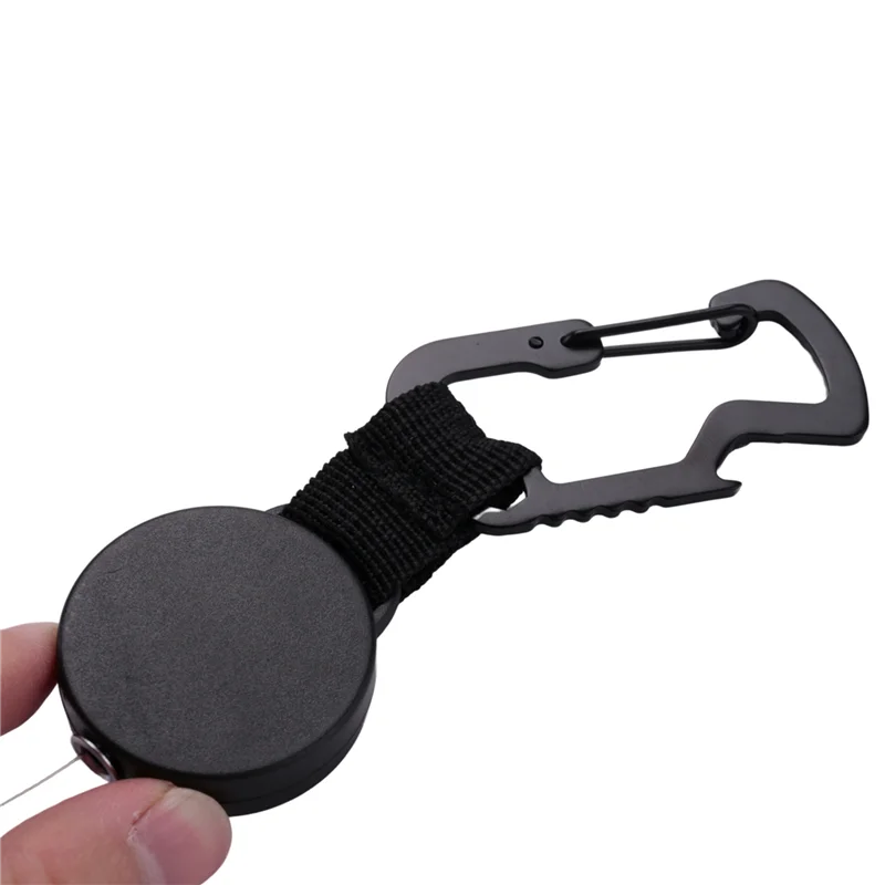 B30C-6 Pack Retractable Keychain - Heavy Duty Badge Holder Reel With Multitool Carabiner Clip, Up To 25 Inches,Black