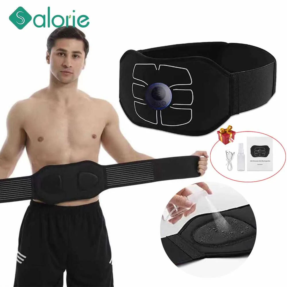 ABS EMS Muscle Stimulator Electric Abdominal Massager Waist Belt Toner Abdomen Muscle Training Trainer Back Massage Machine