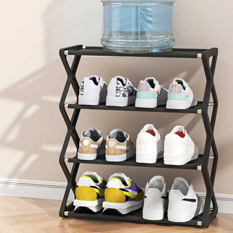 Hot 4-Tier X-Type Shoe Storage Rack, Dorm Rooms Multifunctional X-shaped Dust-proof Storage Rack for Entryways Hallways Bedrooms