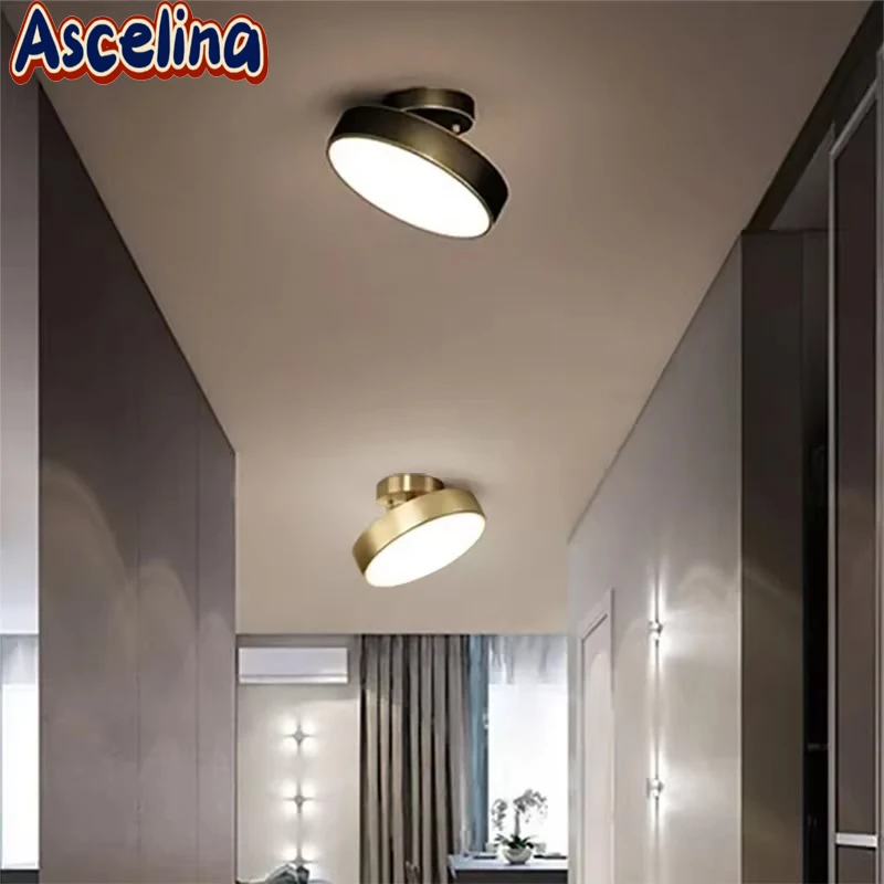 Luces de techo LED modernas, accesorios de decoración del hogar nórdico para dormitorio, sala de estar, comedor, pasillo, lámparas redondas de cobre