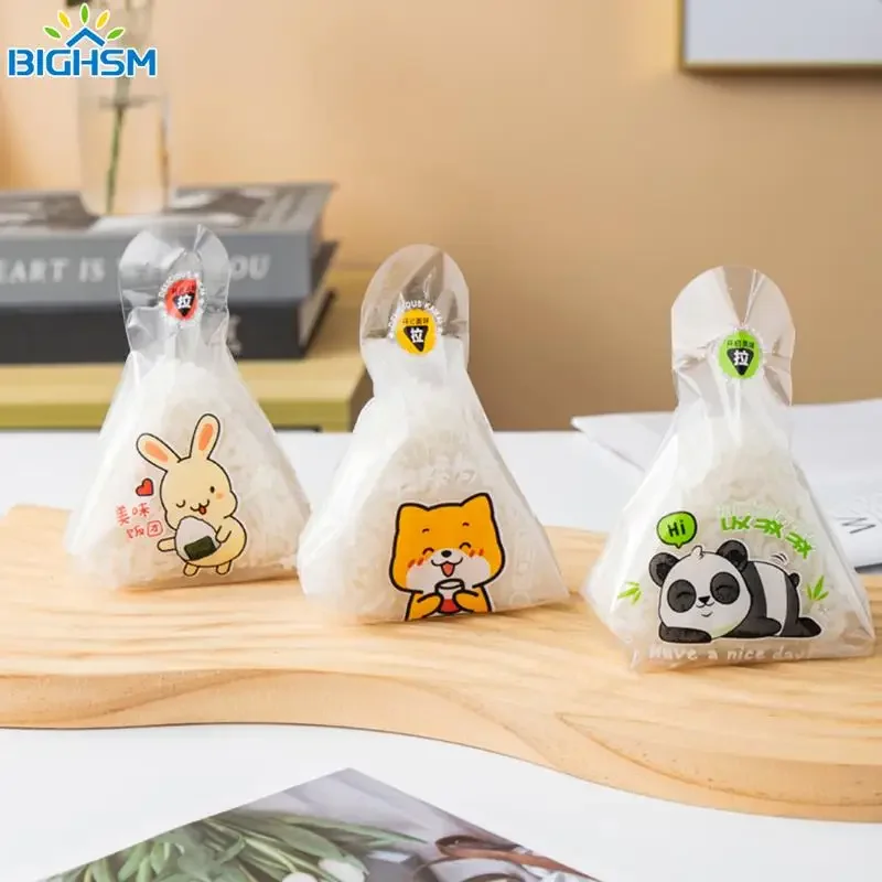 50Pcs Lovely Cartoon Triangle Rice Ball Packing Bag Nori Seaweed Onigiri Sushi Bag Sushi Making Mold Tools Bento Accessories