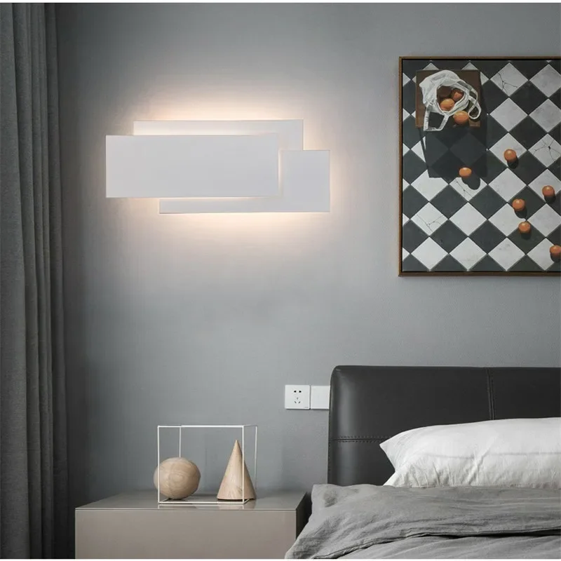 Modern Three-Layer Stacked LED Wall Lamp Bedside Lighting Creative Retangle LED Wall Lights for Living Room Hall Corridor Sconce