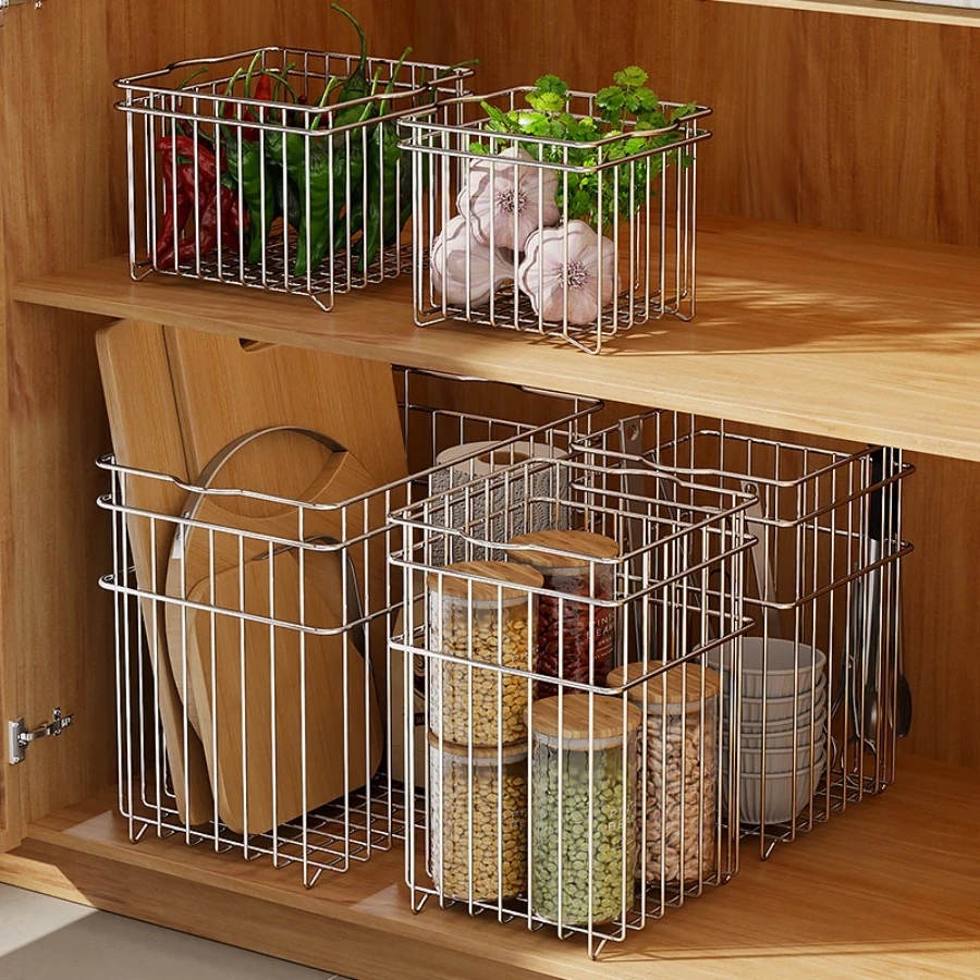 Kitchen Storage Rack Sink Drain Rack Stainless Steel Vegetable Storage Basket Household Non Perforated Wall Mounted Basket
