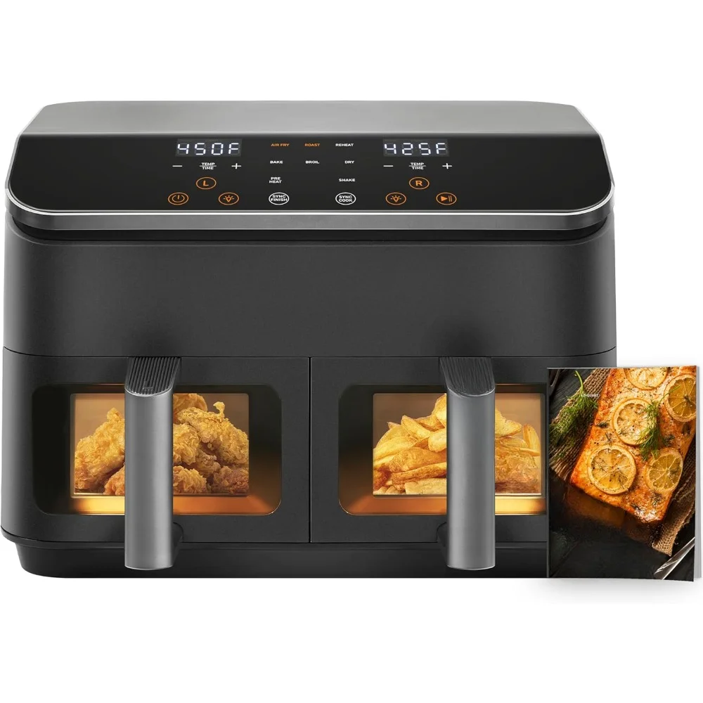 

Air Fryers With Double Baskets, 8-in-1 Dual Air Fryer, two independent 4.5Qt cooking zones, 9Qt Air Fryers