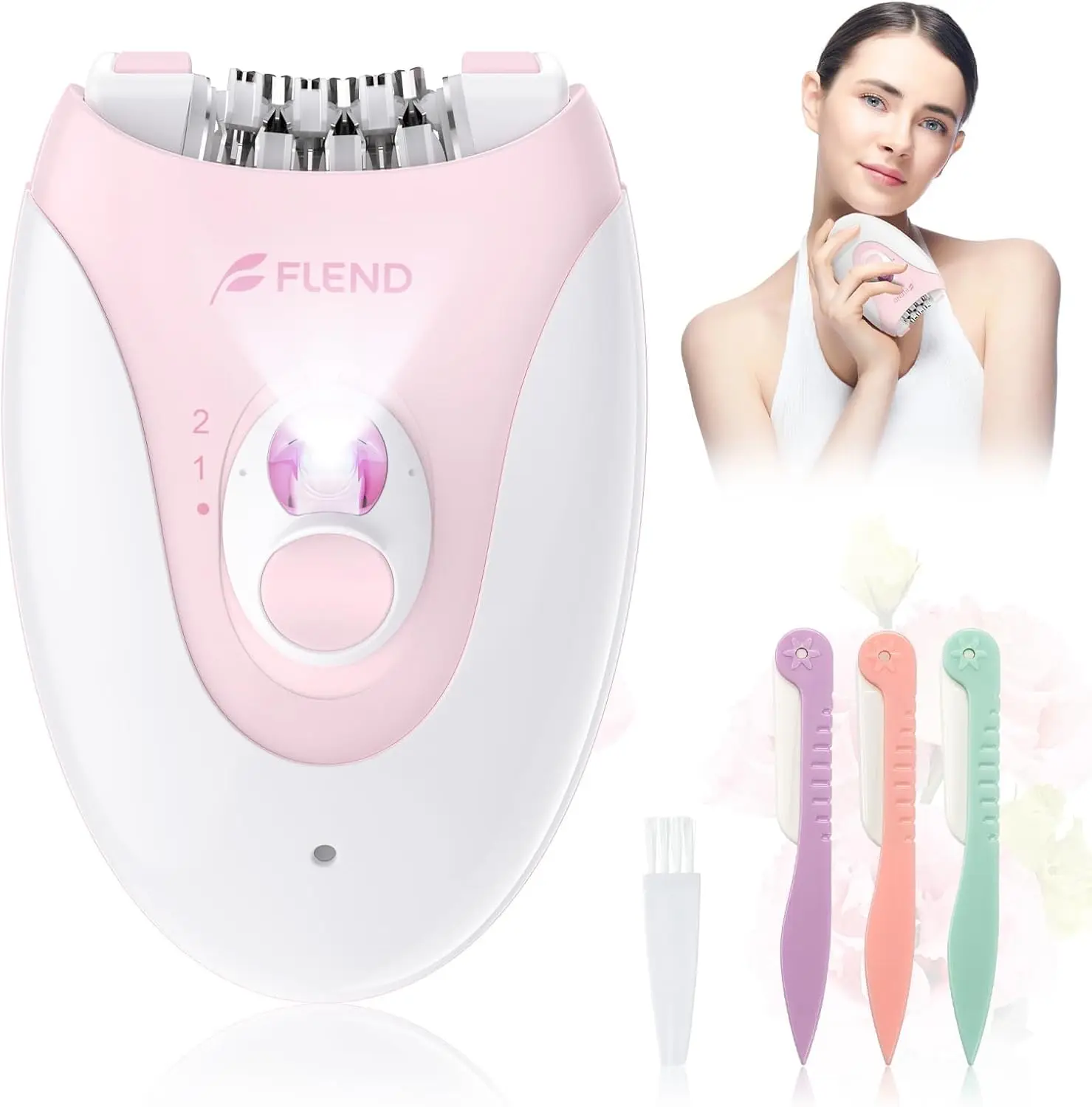 2-Speed Rechargeable Epilator with Massage Pad for Face, Bikini, Arms, Legs – LED Hair Removal Device