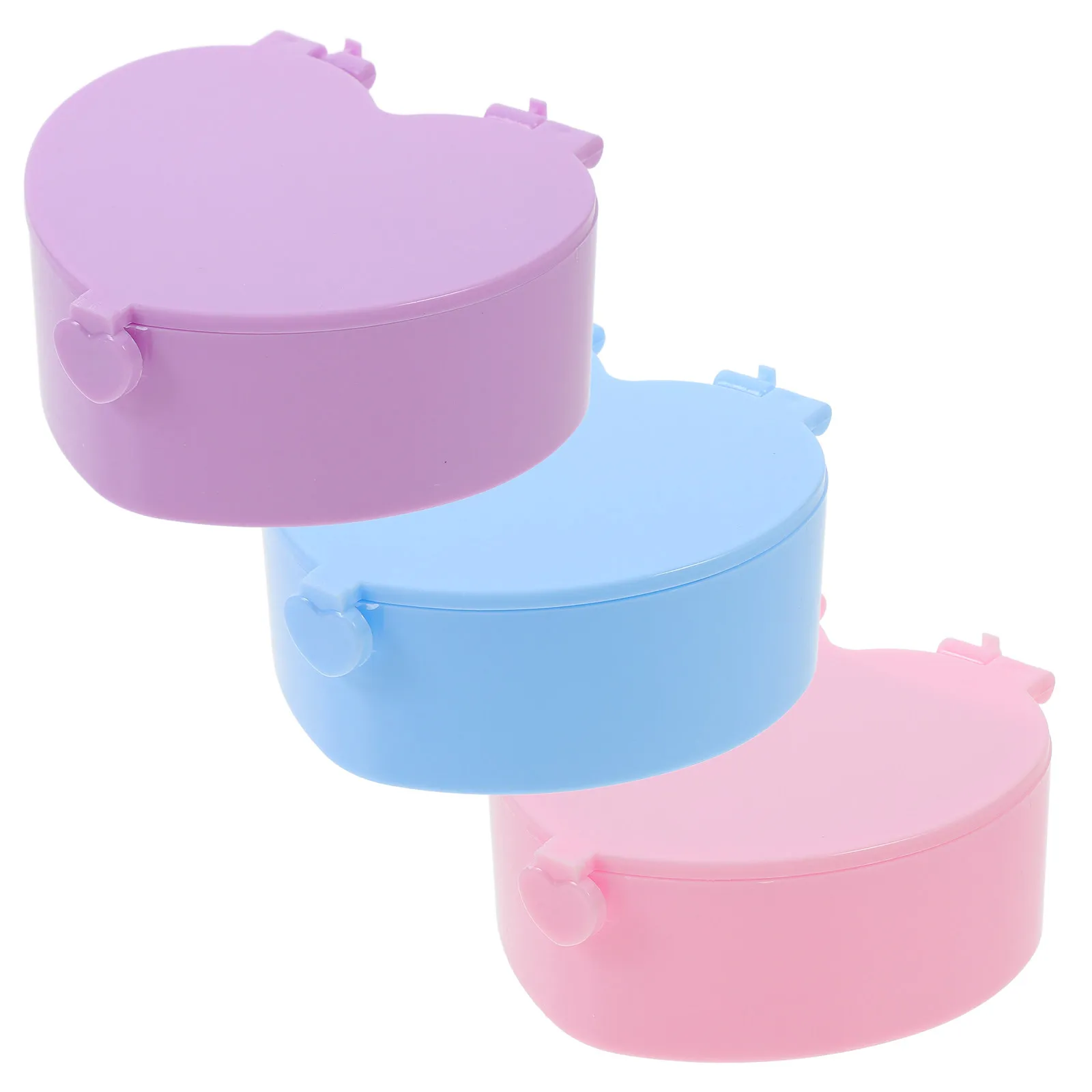 3Pcs Heart Jewelry Organizer Case Small Plastic Storage Box with Mirror Travel Jewelry Storage Earrings Ring Holder Gift