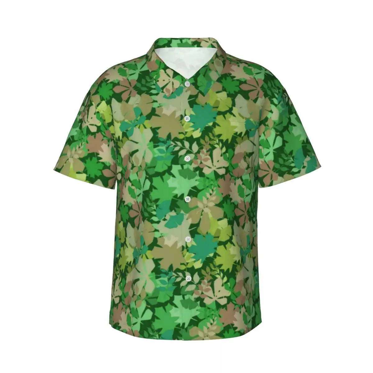 Leafy Forest Casual Shirt Green Leaves Print Vintage Hawaiian Shirts Man Short Sleeve Vacation Street Style Oversized Blouses