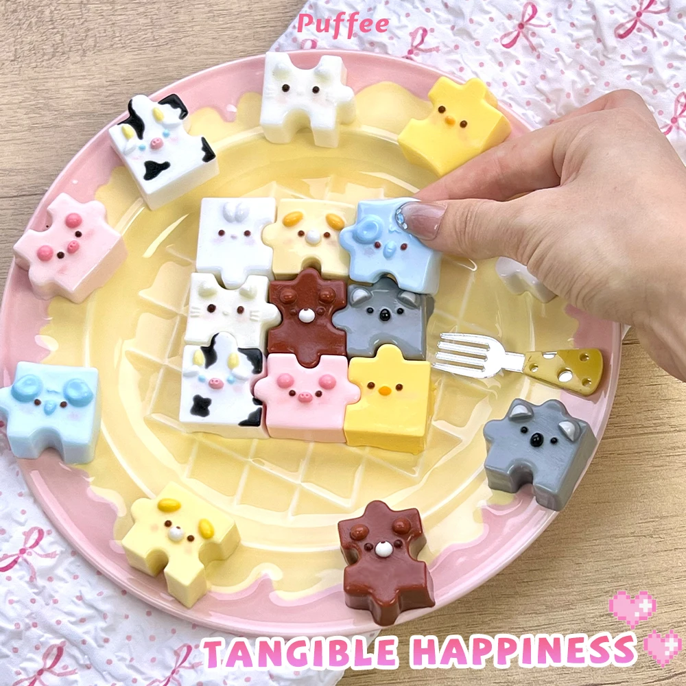 Puzzle Food-grade Silicone Squishy Toy, Handmade Squishy, Creamy Soft Adhesive Slow Rebound Squeeze Toy, Sticky/Colorful