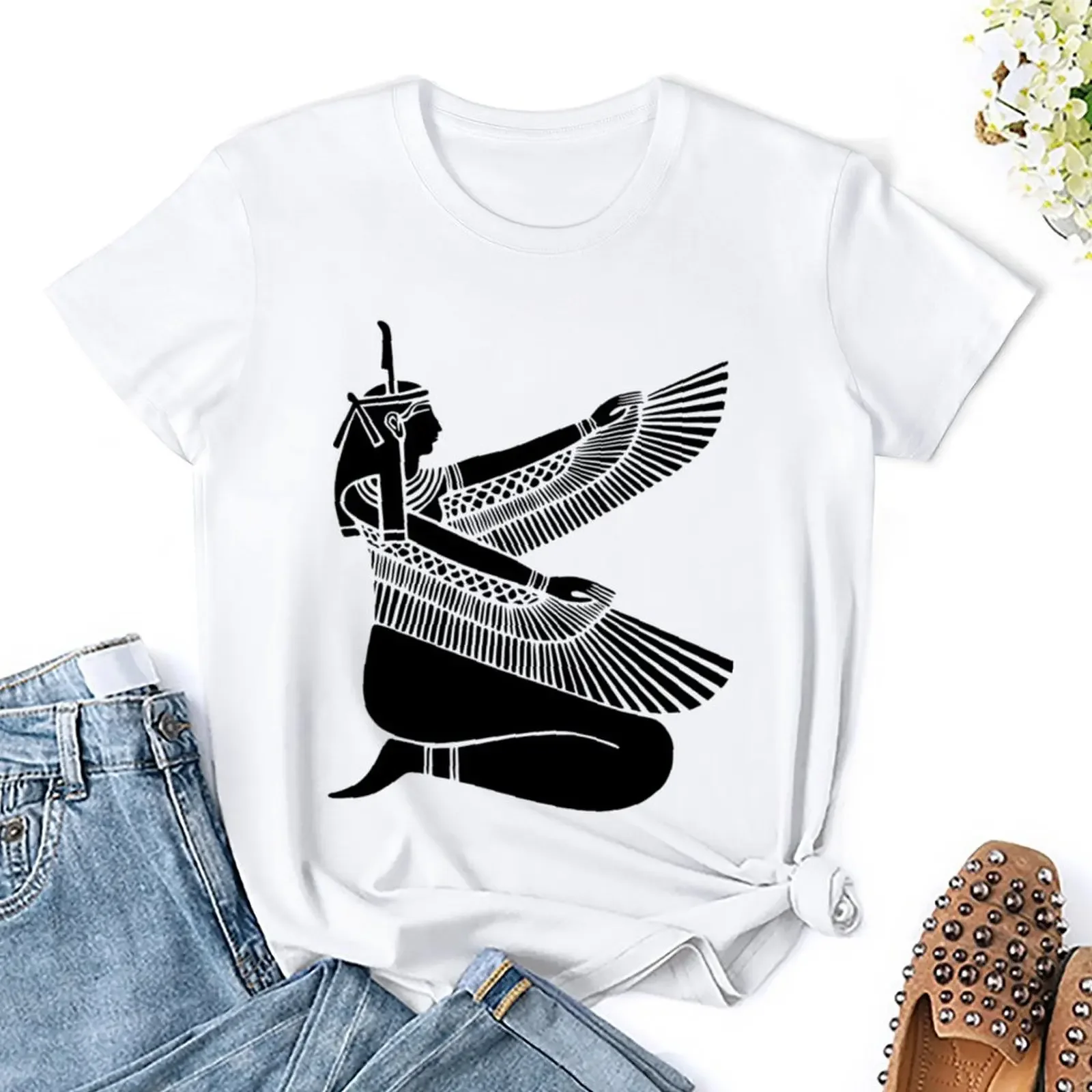 Egyptische Godin Isis T-Shirt Esthetische Kleding Koreaanse Mode Tees Dameskleding