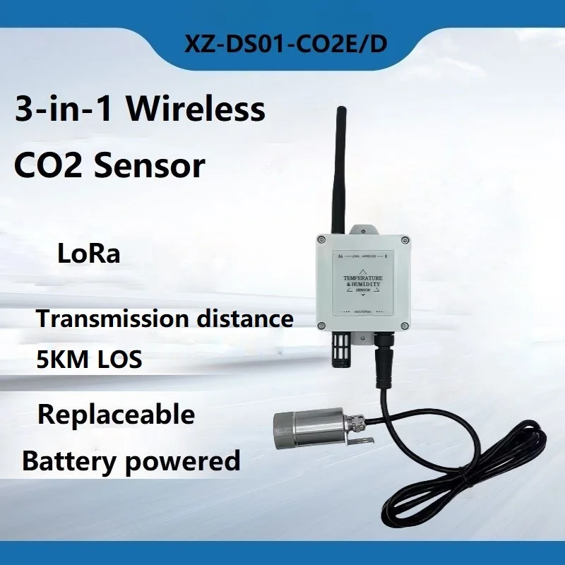 Sensor agrícola 3 em 1, sensor sem fio de temperatura, umidade e dióxido de carbono para monitoramento de co2 em estufa