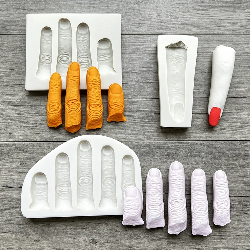Halloween Finger-Silikonform für Zuckerguss, Harzwerkzeuge, Cupcake-Backform, Fondant-Kuchendekorationswerkzeuge
