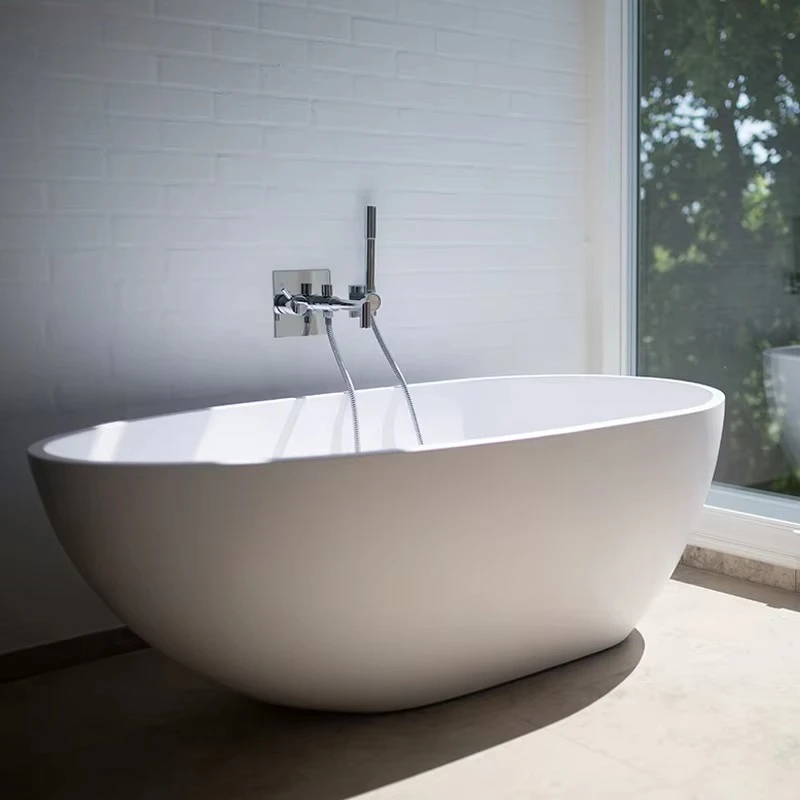 Baignoire en résine KKR-B001, baignoire autoportante en surface solide pour adultes