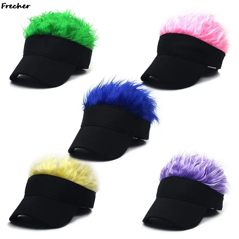 Street Trendy Baseball Cap With Spiked Hairs Wig Hat Adjustable Colorful Golf Caps Hip Hop Hats Funny Headwear for Women Men