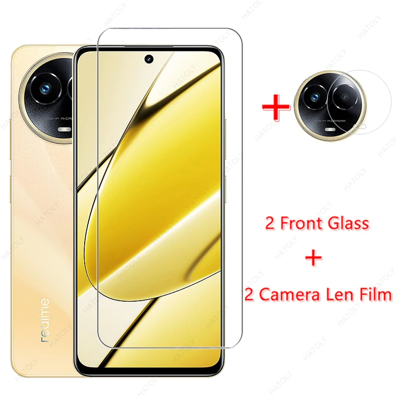 Protector de pantalla frontal de vidrio templado para Realme, película de lente de cámara HD para Realme 11, 4G, 5G, 11x, 11, 5G