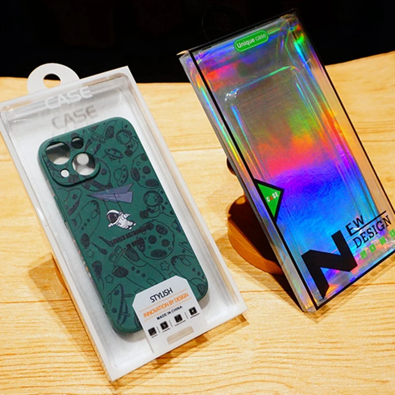 

Phone Case Packaging Box Universal Package Box Laser Bottom Card Box 4-6.7 Inch Phone Cover Box, Clear PVC Blister Box 100Pcs