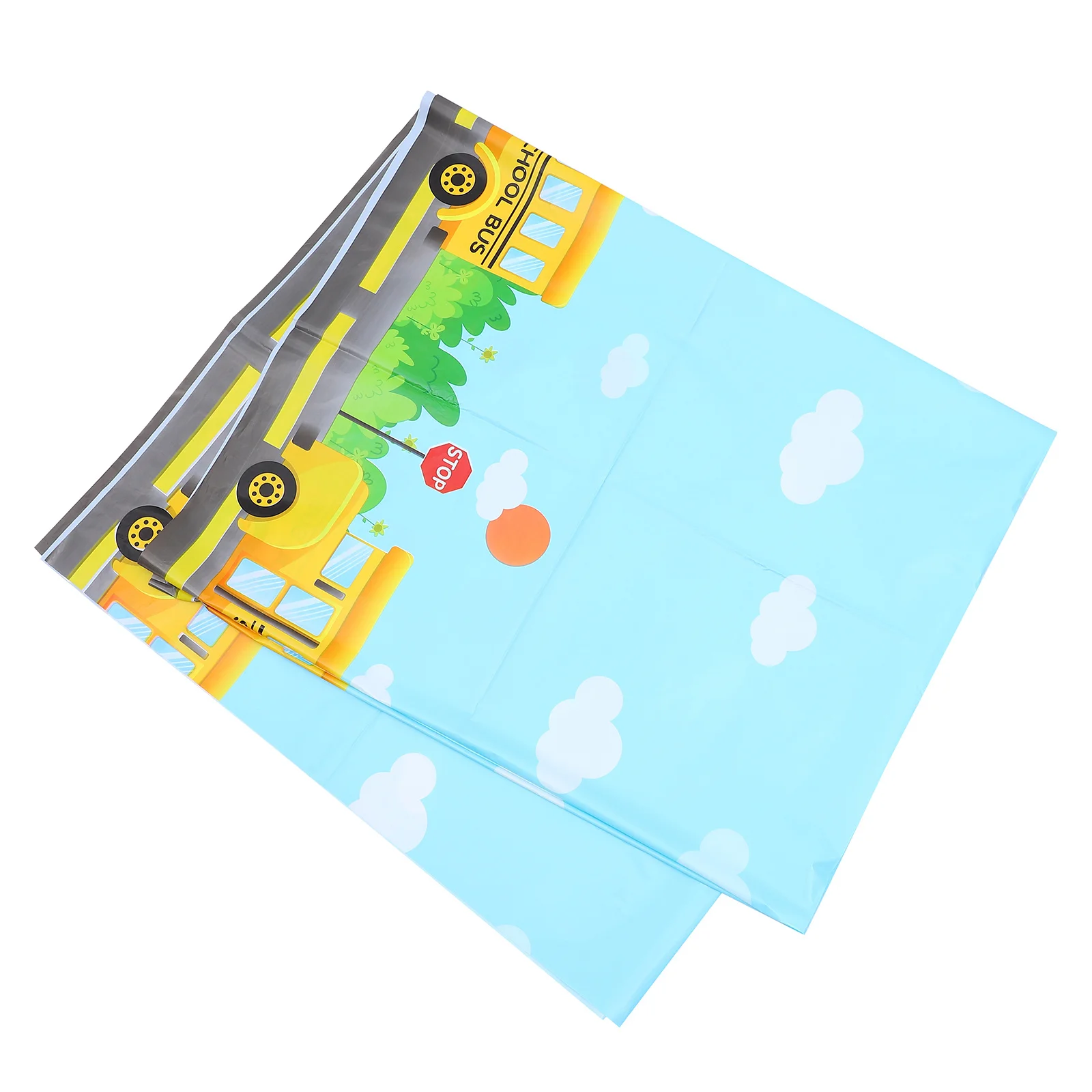 

Party Tablecloth Pe Waterproof Disposable Cover Back To School Bus Decoration Bright Color Unique Pattern For Dining