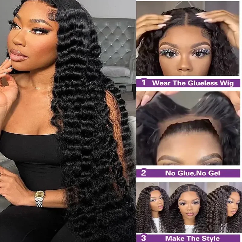 ISEE Hair Wear And Go Wig Glueless Loose Deep Wave Lace Front Human Hair Wig Transparent Lace Closure Deep Wave Wigs PrePlucked