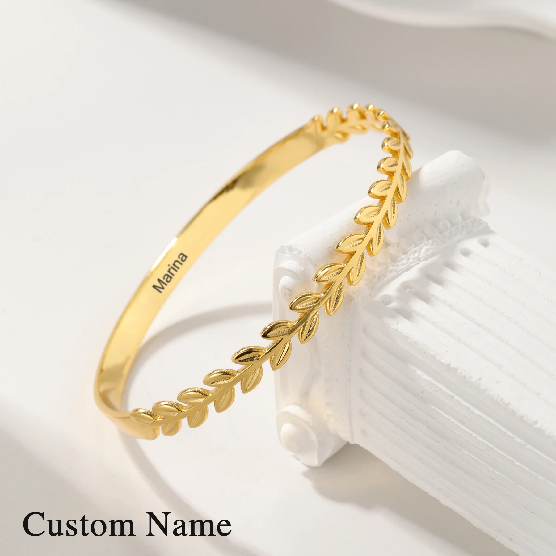 

Frosted Bangle Custom Name Bracelets Personalized Cuff Bangles For Women Stainless steel Bracelets Gift For Her Luxury Jewelry