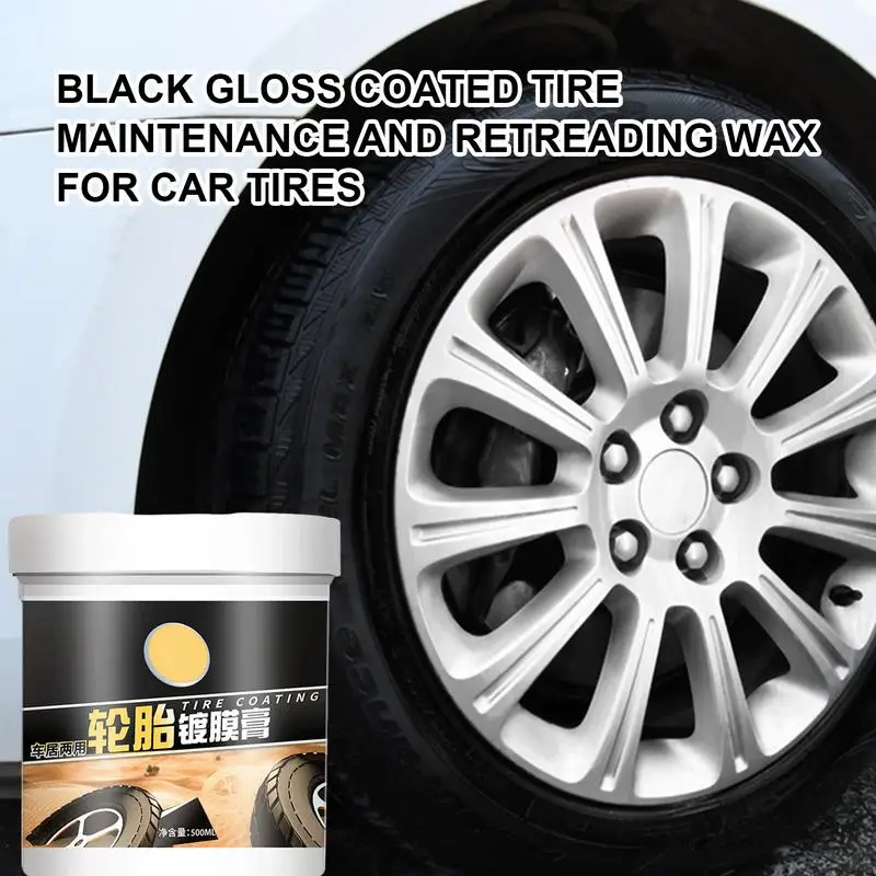 Tire Shine Wax Auto Black Crystal Gloss Shine Coating Paste 500ml Tire Maintenance Tool For SUVs RVs Sedans Mini Cars And Trucks