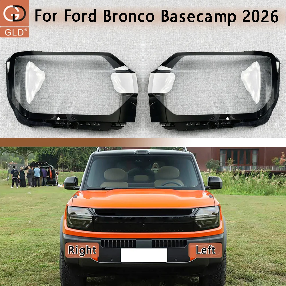 

For Ford Bronco 2026 Basecamp Front Headlight Cover Transparent Shade Lamp Headlamp Shell Plexiglass Replace Original Lampshade