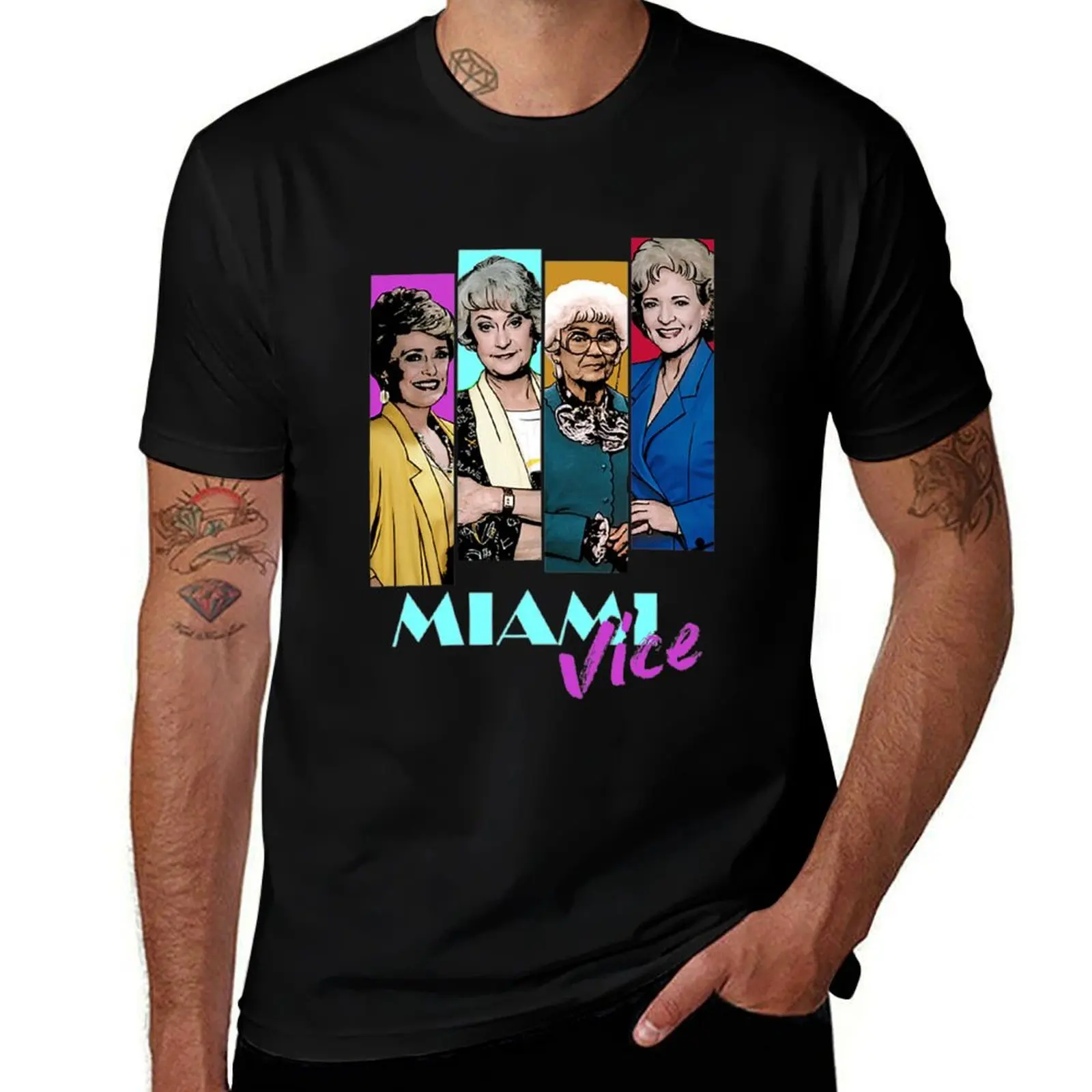 Golden Girls Miami Vice T-Shirt Simple Line Art Print Tee