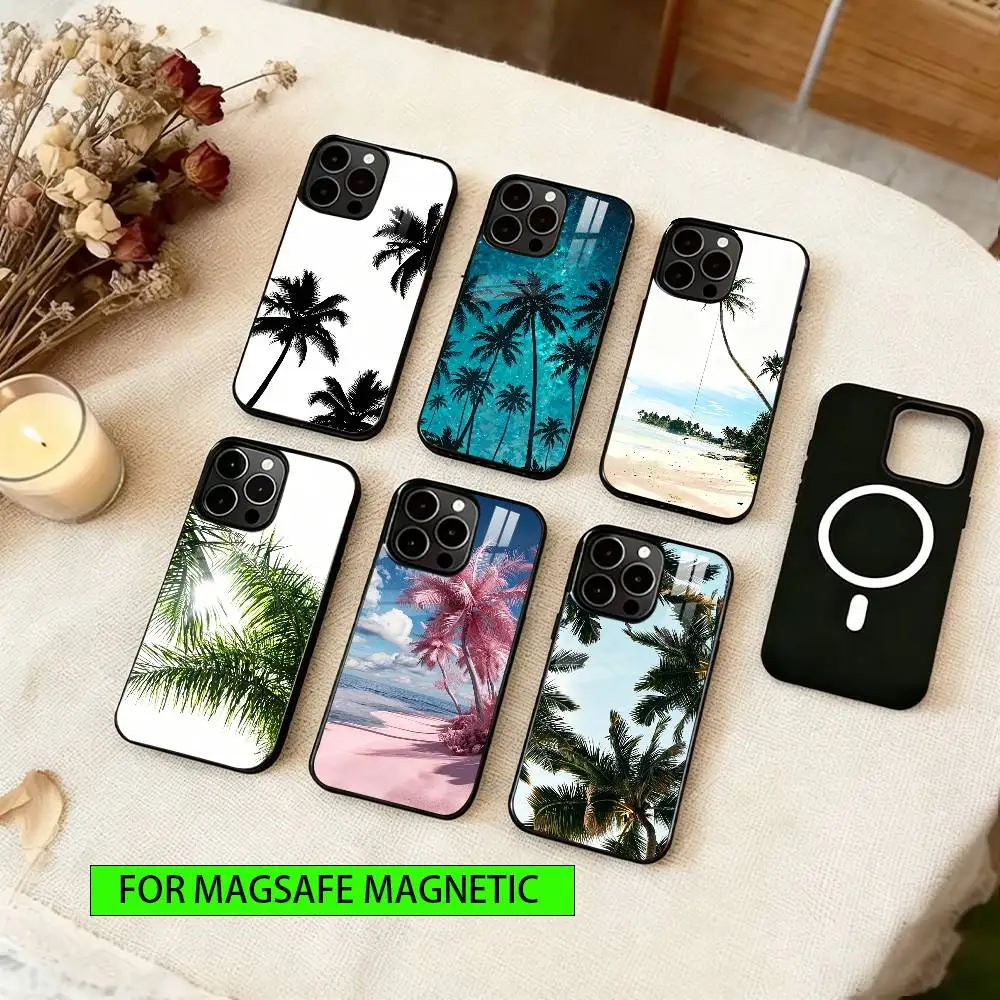 

Coconut tree Phone Case For iPhone17,16,15,14,13,12,11 Plus,Pro Magnetic with Magsafe Wireless Charging