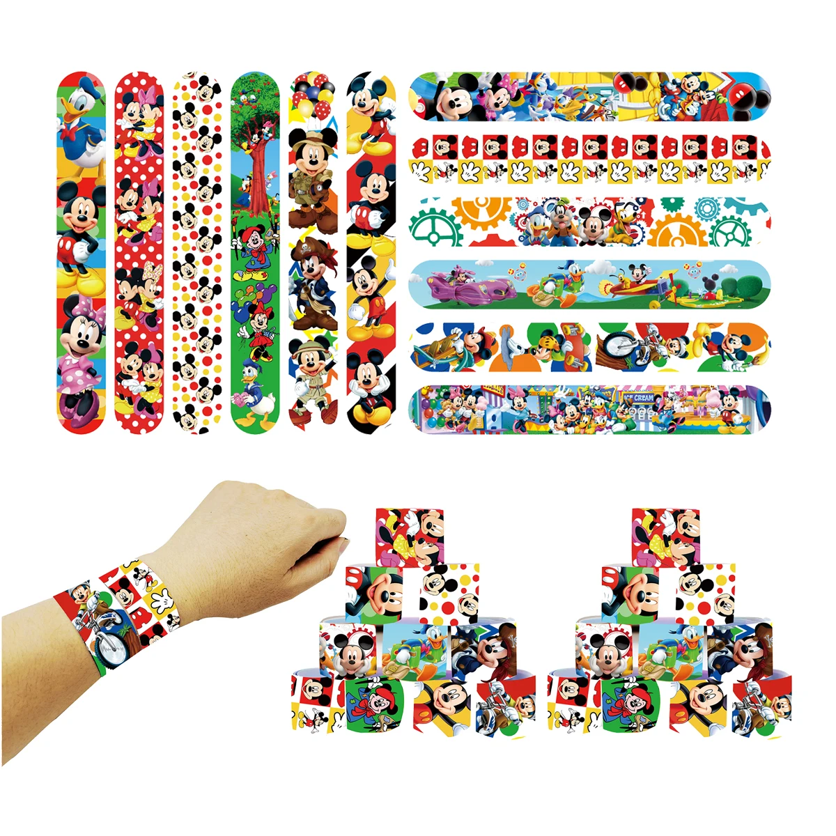 12/36 قطعة ميكي ماوس صفعة أساور حفلة لصالح ميني الأساور هدايا حفلة عيد ميلاد لوازم الفصول الدراسية المكافآت عيد الميلاد Sto #6