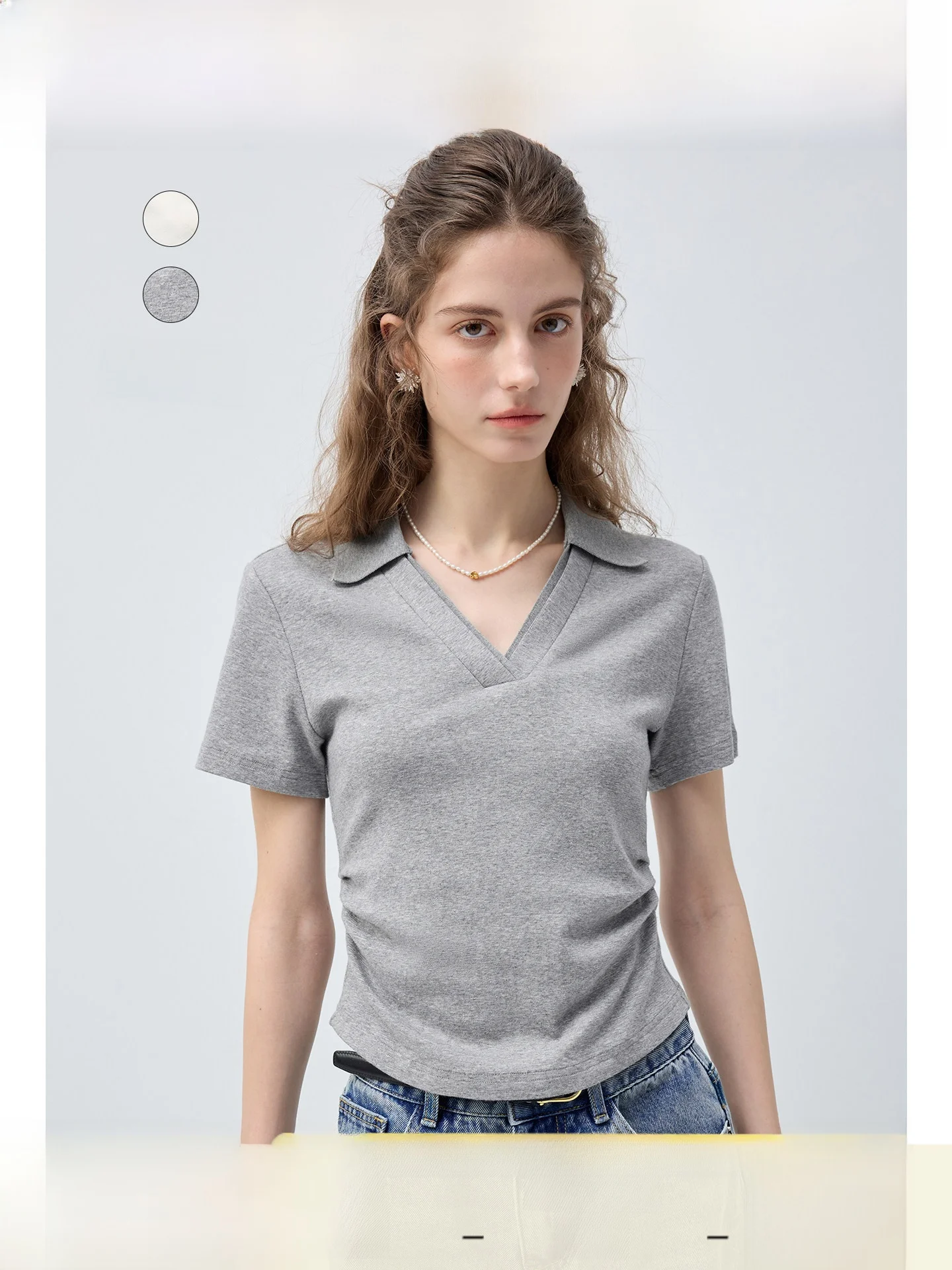 

plus Size Women's Shirt T-Shirt Waist-Cinching Slimming Short Sleeve Versatile Summer New Style Micro Plump MM Top