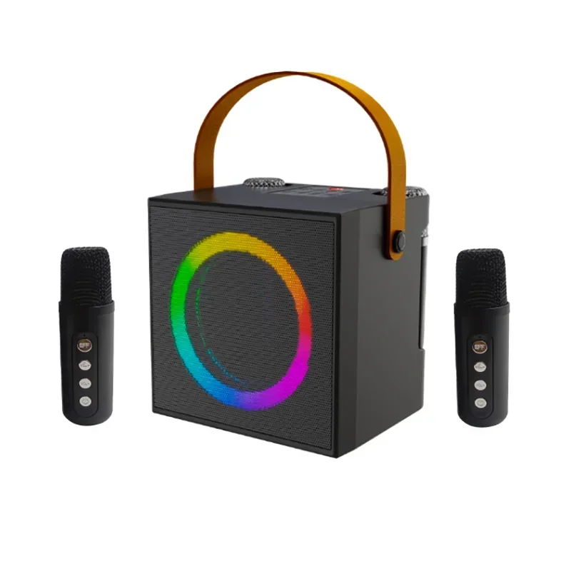 Portable Wireless Microphone Karaoke Speakers RGB Light Retro Bluetooth Speaker Super Sound Quality Outdoor Event Party Soundbox