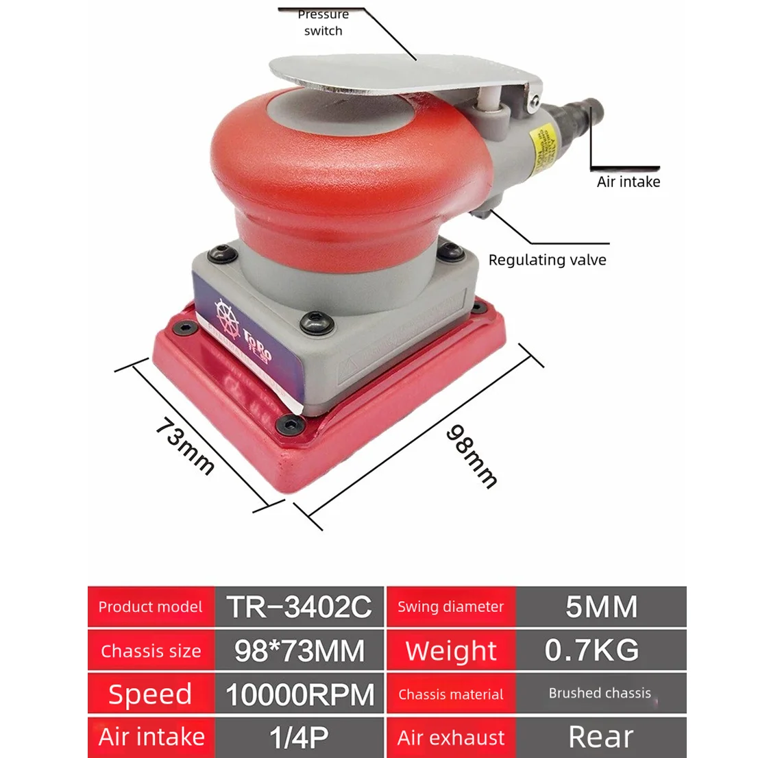 

AhuHardware воздушная шлифовальная машина пневматическая полировальная машина орбитальная шлифовальная машина для ухода за краской автомобиля шлифовальная машина для камня, дерева, инструмент для полировки 73X98 мм