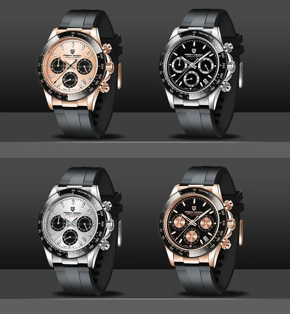 Original New PAGANI DESIGN PD-1664 / PD-1644 Japan VK63 Movt Quartz Wristwatches Sapphire Waterproof Chronograph Reloj Hombre