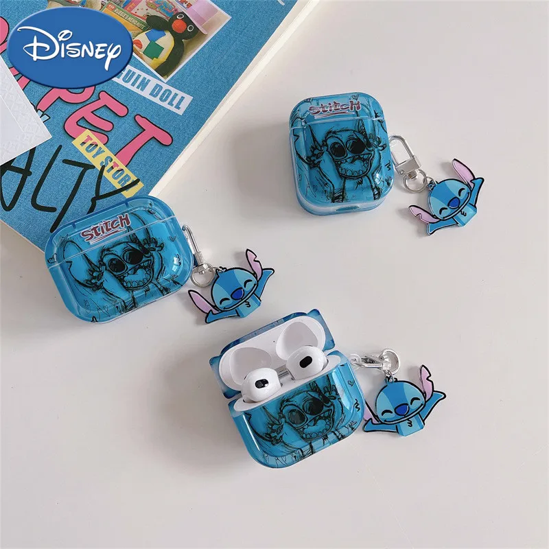 Disney Earphone Case for AirPods Pro Cute Cartoon Stitch Pendant Headphone Case for AirPods 1 2 3 Pro 2rd Headset Protect Cover