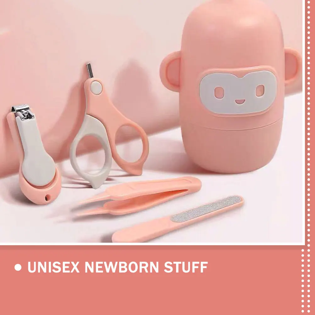 

Baby Nail Scissors Grooming Kit Fingernail Clippers Cartoon Storage Case Safety Kit Toddler Finger Toe Care