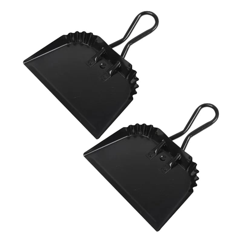 【Must-Haves】2Pack 12 Inch Black Metal Dustpan Dust Pan Dustpan For Indoor, Outdoor, Fireplace, Industrial, Commercial Use
