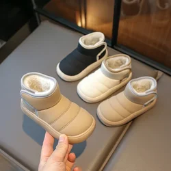 Otoño Invierno, botas de nieve para bebés, niños y niñas, zapatos de felpa para exteriores, zapatos casuales antideslizantes para niños, botas impermeables para niños