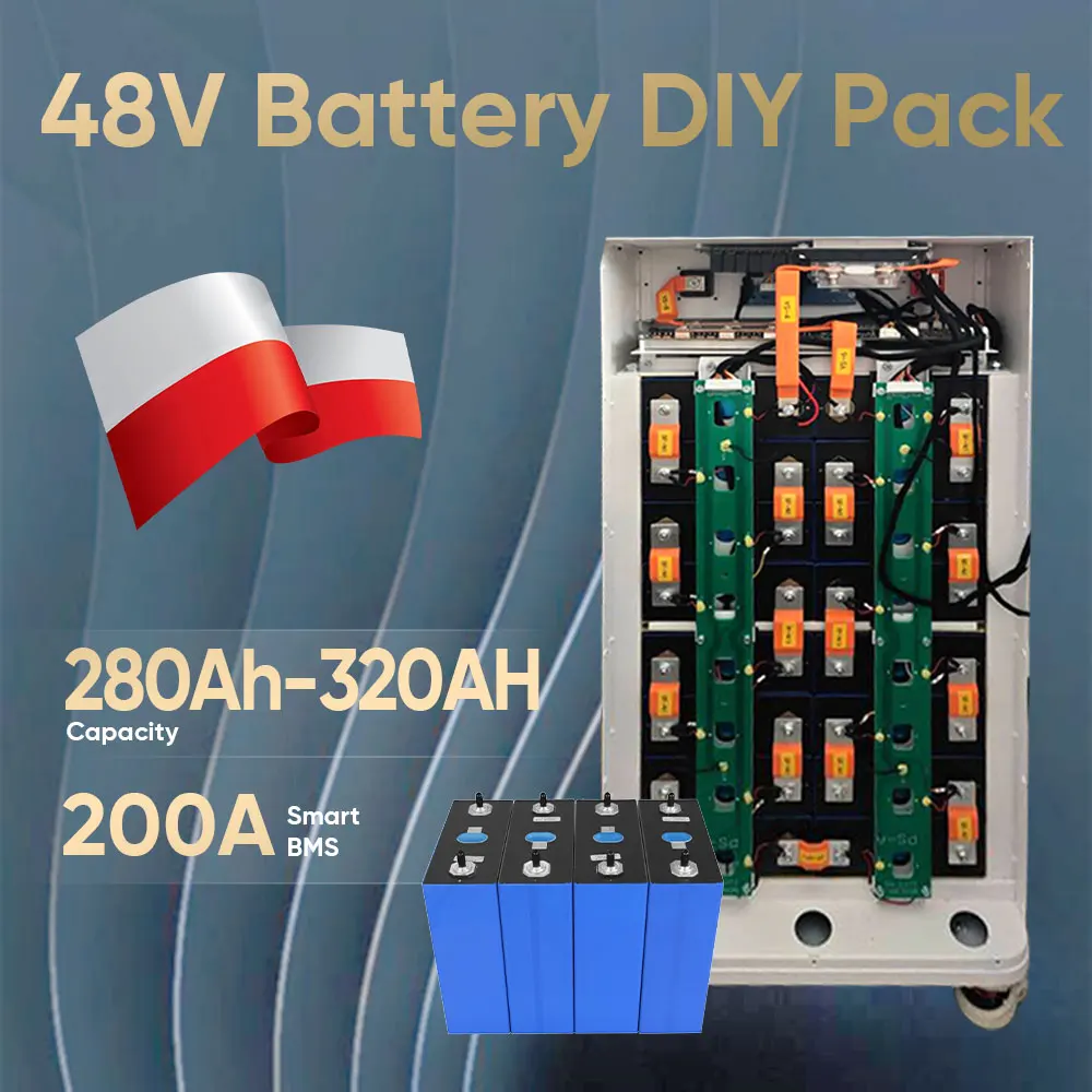 48V 280AH LiFePO4 Battery Case DIY Kits Smart BMS 51.2V 304AH 320AH 2A Active Balancer Lithium Case Assemble Box Seplos Ver3.0