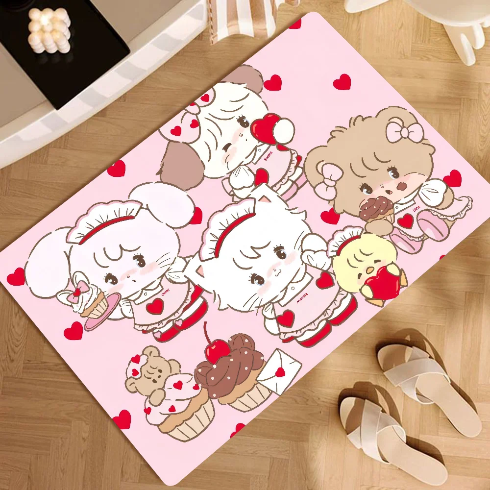 1PC Cute Cartoon Mikko Illustrations Floor Mat Door Mats Household Carpets Foot Mats Kitchen And Bathroom Absorbent Non-slip Mat