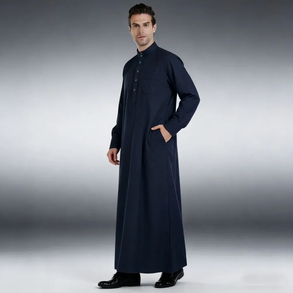 Jalabiya Branca para Homens Muçulmanos, Thobe Árabe, Kurta Pajama, Kaftan de Dubai, Abaya, Jubba, Daffah, Dishdasha, Roupa de Oração, Vestuário Modesto
