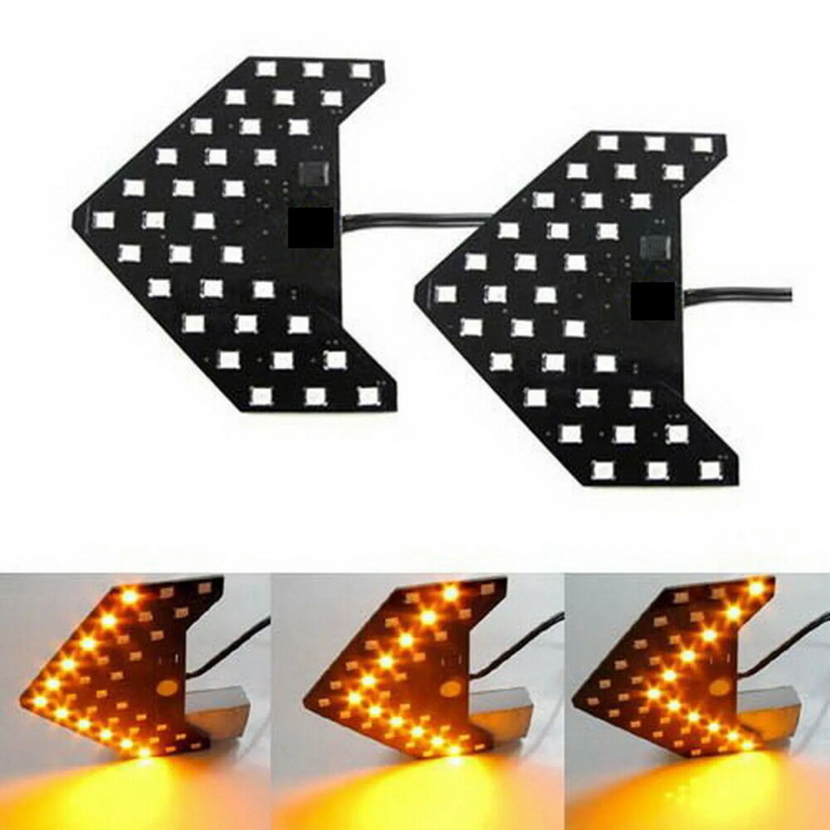 A60E-4Pcs Amber Yellow 33-SMD Sequential LED Arrows For Car Side Mirror Turn Signal Lights