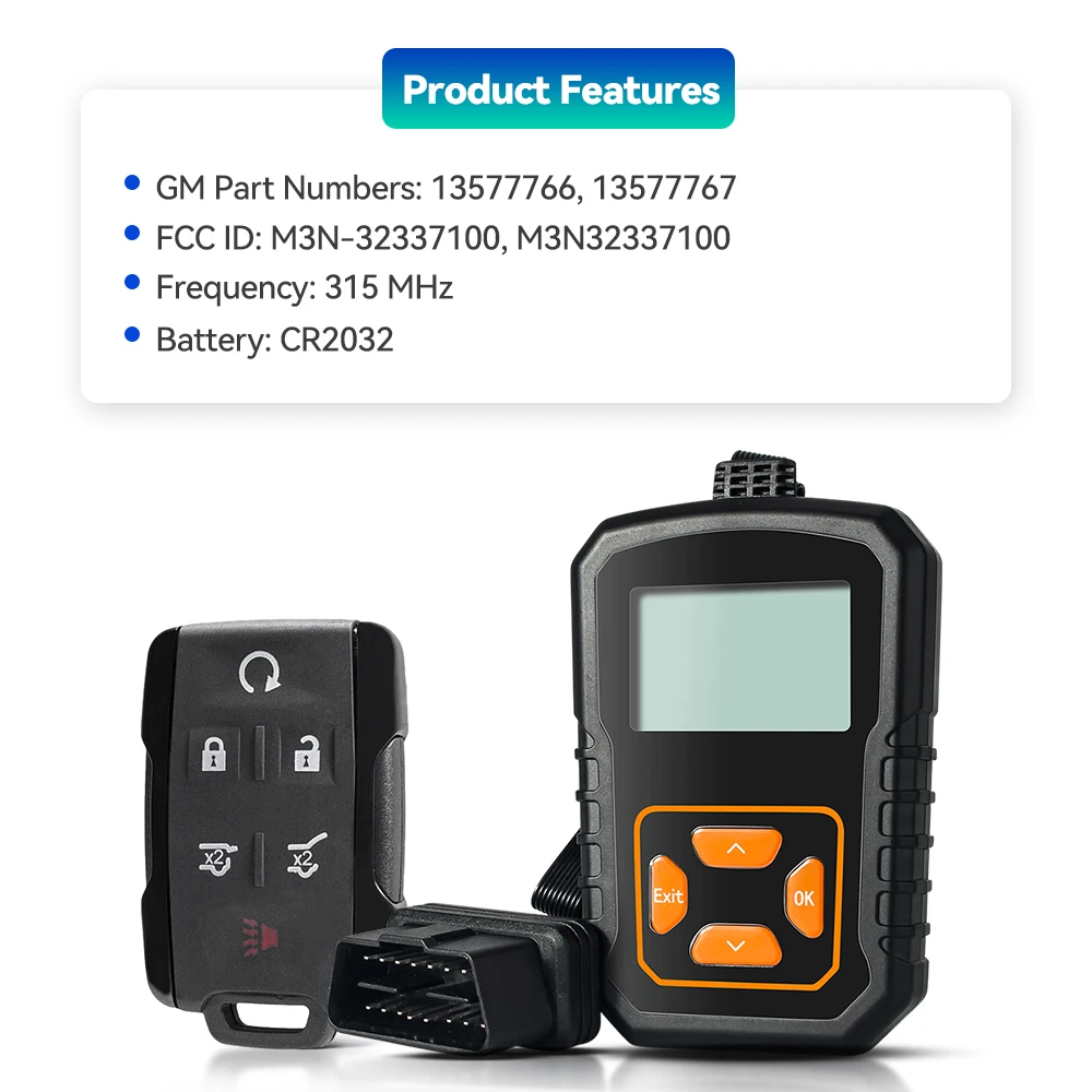 KEYYOU Easy to Use For 2014-2020 Chevrolet Silverado Colorado GMC OBD Programmer Tool FunDIY Key 315Mhz M3N32337100 Best Quality