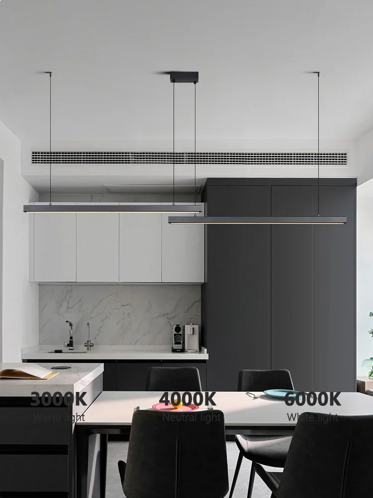 Room Decor Chandelier Strip Modern Minimalist Aluminum Nordic Minimalist No Main Lamp Dining Table Bar One-word Chandelier
